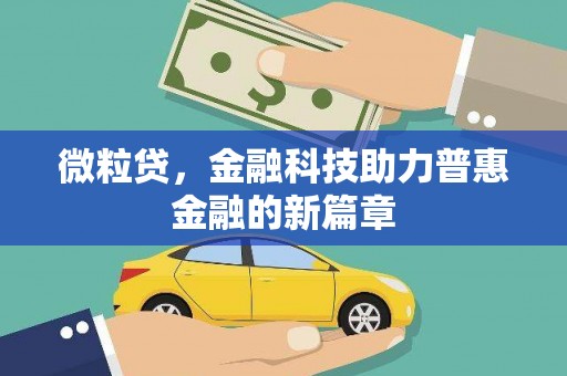 雨山微粒贷，金融科技助力普惠金融的新篇章