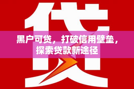 雨山黑户可贷，打破信用壁垒，探索贷款新途径