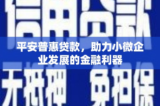 雨山平安普惠贷款，助力小微企业发展的金融利器