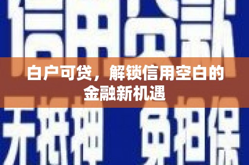 雨山白户可贷，解锁信用空白的金融新机遇