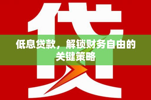 雨山低息贷款，解锁财务自由的关键策略