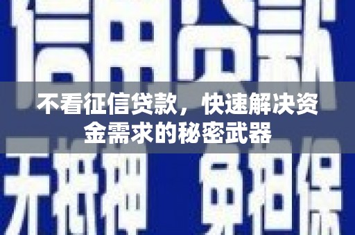 雨山不看征信贷款，快速解决资金需求的秘密武器