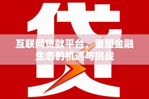 雨山互联网贷款平台，重塑金融生态的机遇与挑战