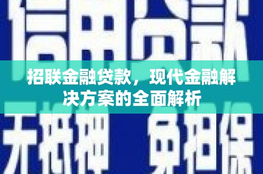 雨山招联金融贷款，现代金融解决方案的全面解析