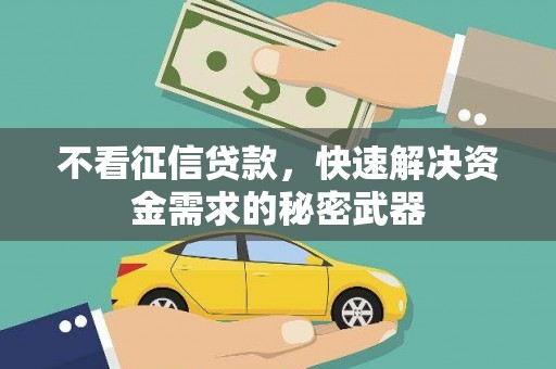 雨山不看征信贷款，快速解决资金需求的秘密武器