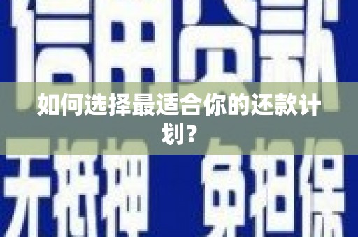 雨山如何选择最适合你的还款计划？